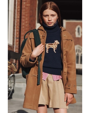 Polo Ralph Lauren sweter bawełniany dziecięcy kolor granatowy ciepły