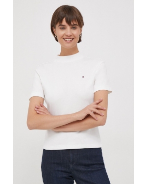 Tommy Hilfiger t-shirt bawełniany damski kolor biały z półgolfem WW0WW40586