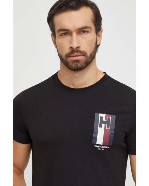 Tommy Hilfiger t-shirt bawełniany męski kolor czarny z nadrukiem MW0MW33687