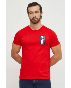 Tommy Hilfiger t-shirt bawełniany męski kolor czerwony z nadrukiem MW0MW33687