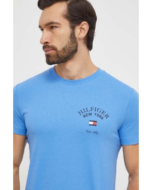 Tommy Hilfiger t-shirt bawełniany męski kolor niebieski z nadrukiem MW0MW33689
