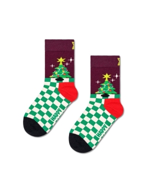 Happy Socks skarpetki dziecięce Christmas Tree Sock kolor zielony