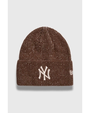 New Era czapka kolor brązowy z grubej dzianiny NEW YORK YANKEES