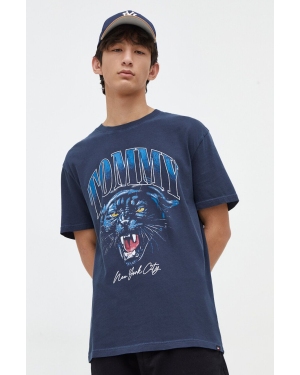Tommy Jeans t-shirt bawełniany męski kolor granatowy z nadrukiem DM0DM18281
