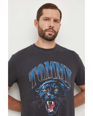 Tommy Jeans t-shirt bawełniany męski kolor szary z nadrukiem DM0DM18281