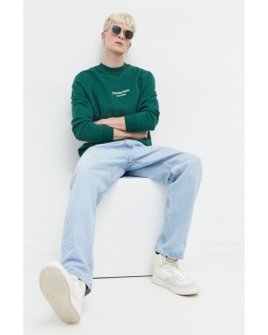 Tommy Jeans bluza bawełniana męska kolor zielony z aplikacją DM0DM18411