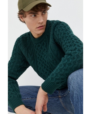 Abercrombie & Fitch sweter z domieszką wełny męski kolor zielony