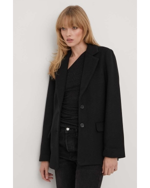 Abercrombie & Fitch kurtka z domieszką wełny kolor czarny przejściowa