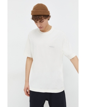 Abercrombie & Fitch t-shirt bawełniany męski kolor beżowy z nadrukiem
