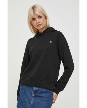 Calvin Klein Jeans bluza damska kolor czarny z kapturem