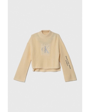 Calvin Klein Jeans sweter dziecięcy kolor beżowy