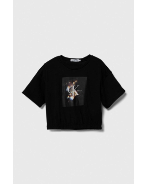 Calvin Klein Jeans t-shirt bawełniany dziecięcy kolor czarny