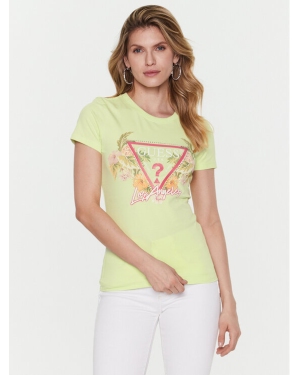 Guess T-Shirt Triangle Flowers W3GI41 J1314 Zielony Slim Fit