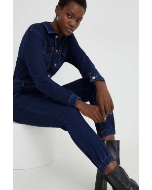 Answear Lab kombinezon jeansowy kolor niebieski z kołnierzykiemm