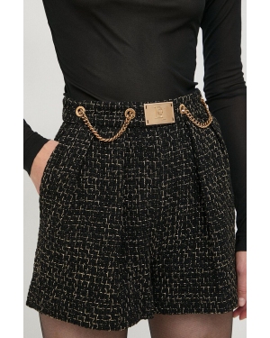 Elisabetta Franchi szorty damskie kolor czarny wzorzyste high waist