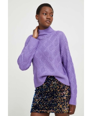 Answear Lab sweter damski kolor fioletowy z półgolfem