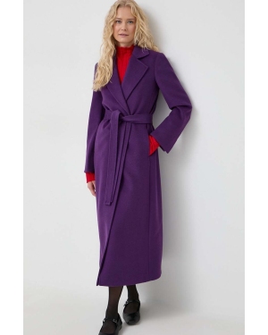MAX&Co. płaszcz wełniany kolor fioletowy przejściowy niezapinany