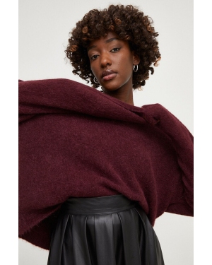 Answear Lab sweter wełniany damski kolor bordowy