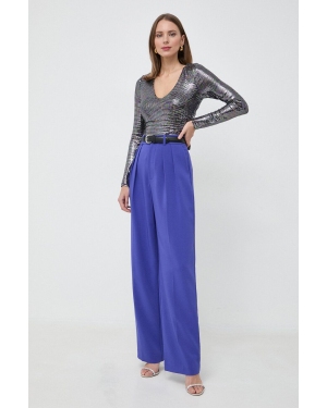 Custommade spodnie damskie kolor fioletowy proste high waist