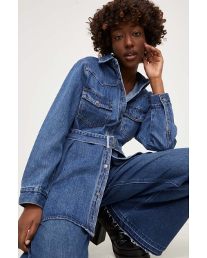 Answear Lab koszula jeansowa damska kolor niebieski regular z kołnierzykiem klasycznym
