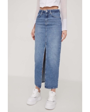 Karl Lagerfeld Jeans spódnica jeansowa kolor niebieski maxi prosta