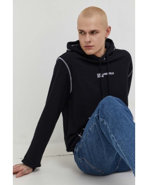 Karl Lagerfeld Jeans bluza męska kolor czarny z kapturem z aplikacją