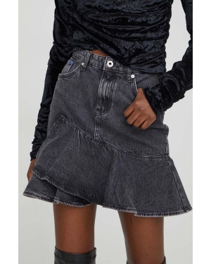Karl Lagerfeld Jeans spódnica jeansowa kolor szary mini prosta