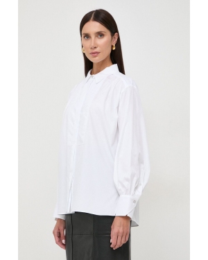 BOSS koszula bawełniana damska kolor biały regular z kołnierzykiem klasycznym
