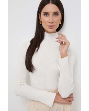 BOSS sweter damski kolor biały lekki z półgolfem