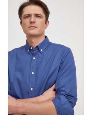 BOSS koszula bawełniana męska kolor niebieski regular z kołnierzykiem button-down