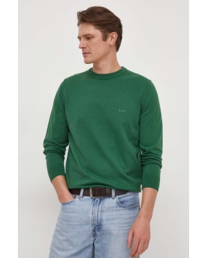 BOSS sweter bawełniany kolor zielony lekki