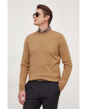 BOSS sweter bawełniany kolor beżowy lekki