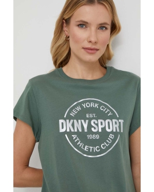 Dkny t-shirt bawełniany damski kolor zielony DP3T9563