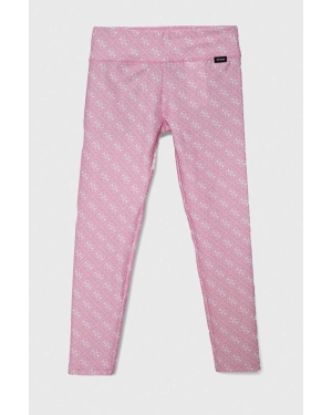 Guess legginsy dziecięce kolor różowy wzorzyste