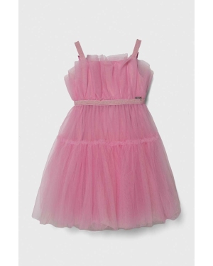 Guess sukienka dziecięca kolor różowy midi rozkloszowana