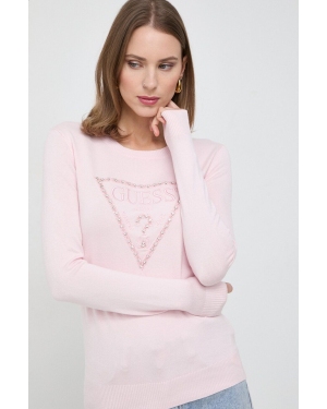 Guess sweter ROSALIE damski kolor różowy lekki W4RR53 Z2NQ2