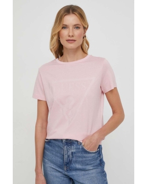 Guess t-shirt bawełniany ADELE kolor różowy V2YI07 K8HM0