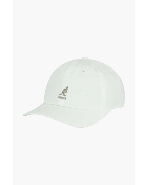 Kangol czapka z daszkiem bawełniana Washed Baseball kolor biały z nadrukiem K5165HT-WHITE