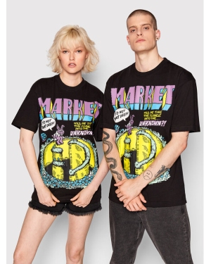 Market T-Shirt Unisex SMILEY Into The Unknown 399001083 Czarny Relaxed Fit