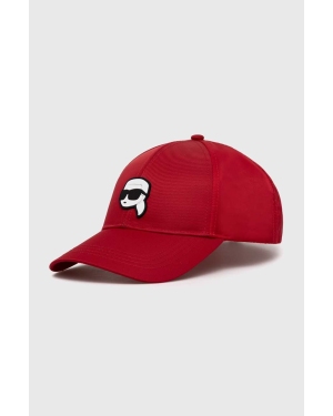 Karl Lagerfeld czapka z daszkiem kolor czerwony z aplikacją
