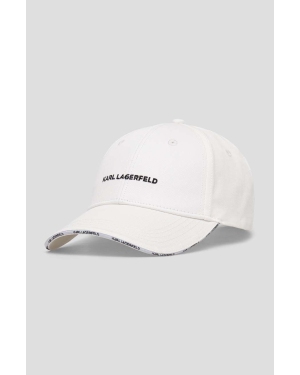 Karl Lagerfeld czapka z daszkiem bawełniana kolor biały