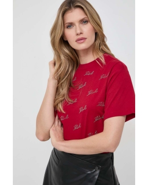 Karl Lagerfeld t-shirt bawełniany damski kolor czerwony