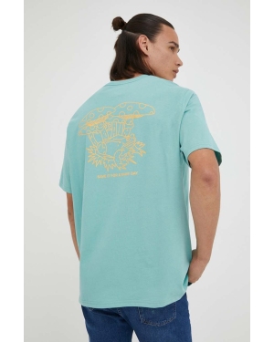 Levi's t-shirt bawełniany kolor turkusowy z nadrukiem