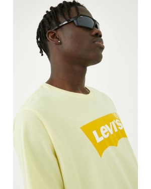 Levi's t-shirt bawełniany kolor żółty z nadrukiem