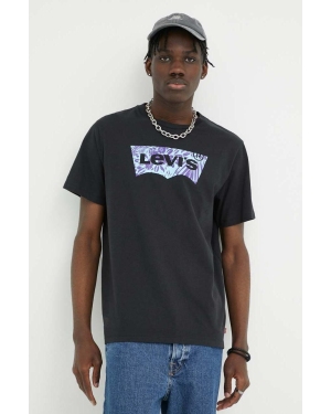 Levi's t-shirt bawełniany kolor czarny z nadrukiem