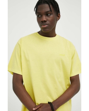 Levi's t-shirt bawełniany kolor żółty gładki