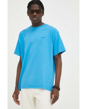 Levi's t-shirt bawełniany kolor niebieski z aplikacją