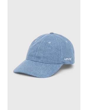 Levi's czapka z daszkiem bawełniana kolor niebieski gładka