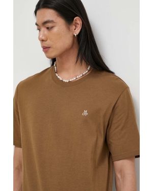 Marc O'Polo t-shirt bawełniany męski kolor brązowy gładki