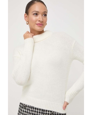 Morgan sweter z domieszką wełny damski kolor beżowy z półgolfem